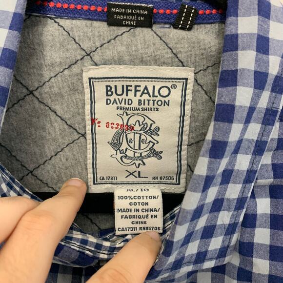 Buffalo David Bitton Premium Shirts Check Ombre Button Front Top Mens Sz XL Blue - Picture 3 of 9